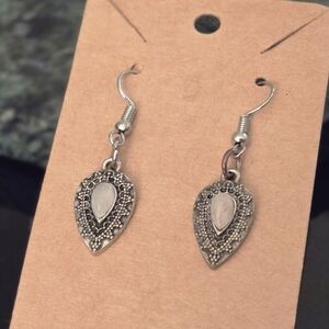 Rose Quartz Silver Textured Earrings